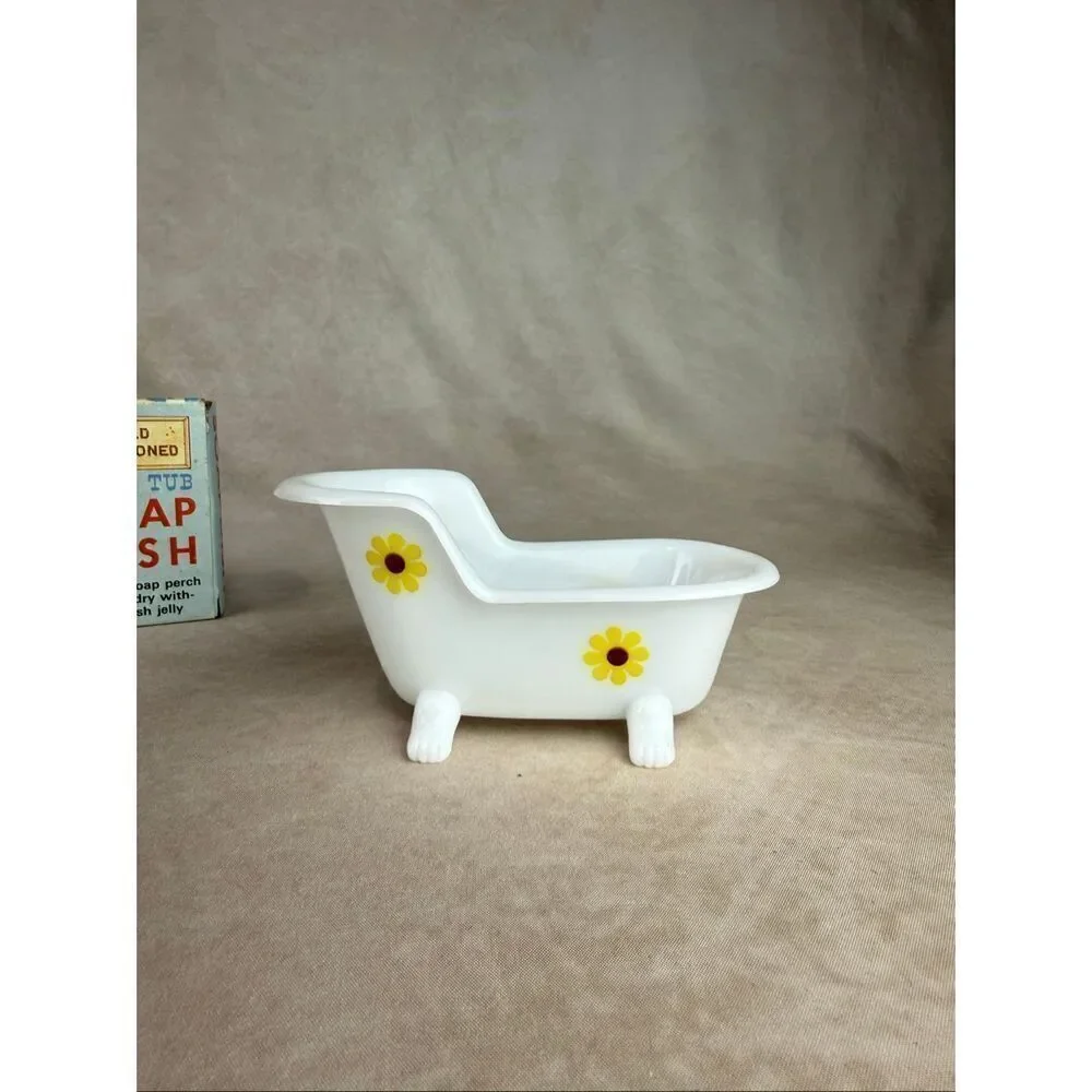 Vintage Flower Power Soap Dish Novelty Grandmas Tub Clawfoot Bathtub
